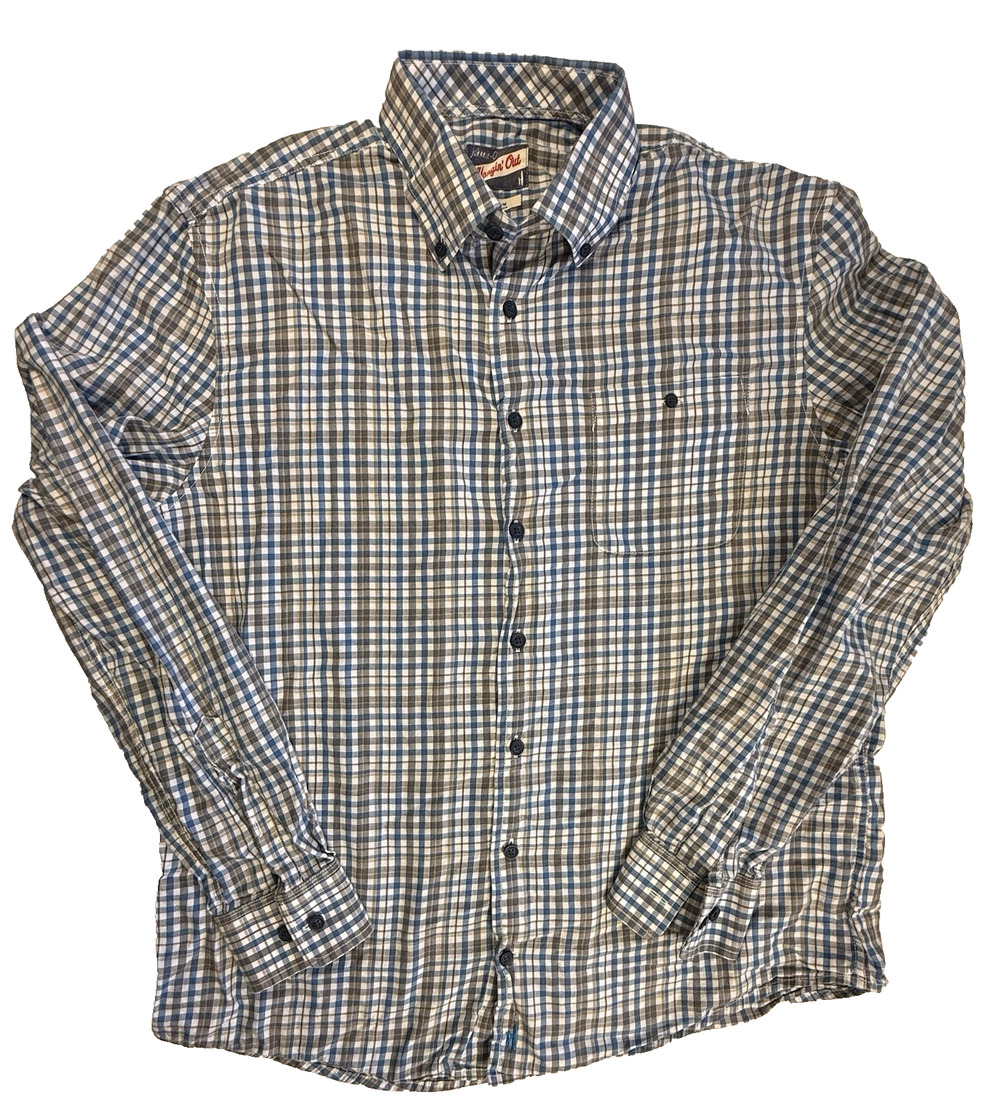 Johnnie-O Hangin' Out Elmer Shirt Med Plaid blue gray Cabincore Country Club